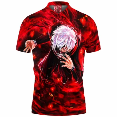 Anime Polo Shirt, Ken Kaneki Polo Shirt, Tokyo Ghoul Polo Shirt