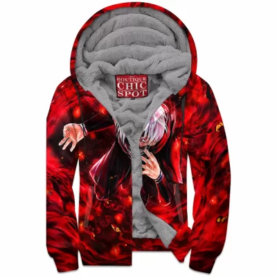 Anime Zip-Fleece-Hoodie, Ken Kaneki Zip-Fleece-Hoodie, Tokyo Ghoul Zip-Fleece-Hoodie