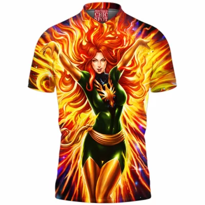 Comic Polo Shirt, Phoenix Polo Shirt, X-men Polo Shirt