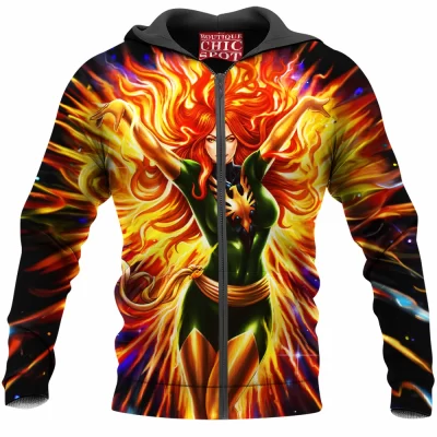 Comic Zip-Hoodie, Phoenix Zip-Hoodie, X-men Zip-Hoodie
