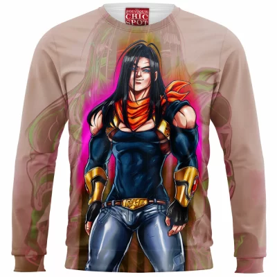 Dragon Ball Zip Sweatshirt, Anime Zip Sweatshirt, Android 17 Zip Sweatshirt