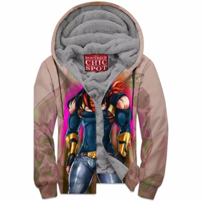 Android 17 Zip-Fleece-Hoodie, Anime Zip-Fleece-Hoodie, Dragon Ball Zip-Fleece-Hoodie