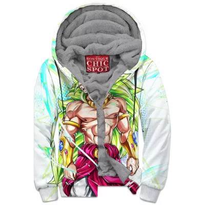 Anime Zip-Fleece-Hoodie, Dragon Ball Zip-Fleece-Hoodie, Super Saiyan Zip-Fleece-Hoodie, Broly Zip-Fleece-Hoodie