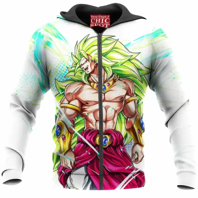 Anime Zip-Hoodie, Dragon Ball Zip-Hoodie, Super Saiyan Zip-Hoodie, Broly Zip-Hoodie