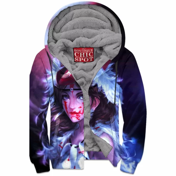 Mononoke Hime Zip Fleece Hoodie