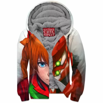 Anime Girl Zip-Fleece-Hoodie, Anime Zip-Fleece-Hoodie