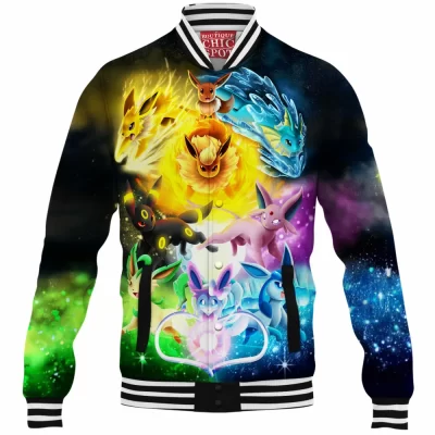 Anime Baseball-Jacket, Eevee Baseball-Jacket, Pokemon Baseball-Jacket