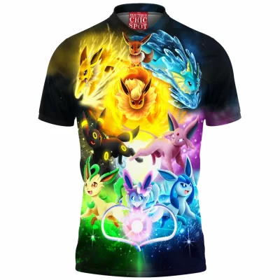 Anime Polo Shirt, Eevee Polo Shirt, Pokemon Polo Shirt