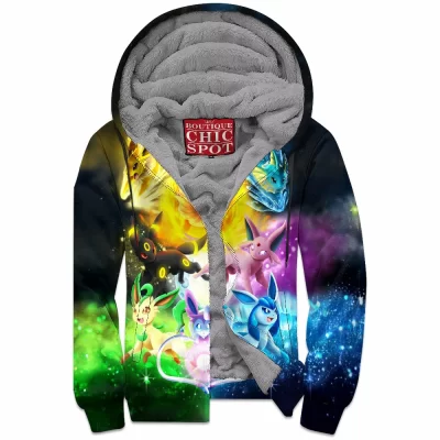 Anime Zip-Fleece-Hoodie, Eevee Zip-Fleece-Hoodie, Pokemon Zip-Fleece-Hoodie