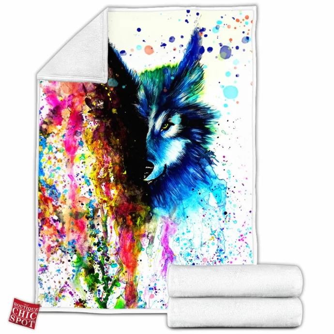 Space Wolf Fleece Blanket