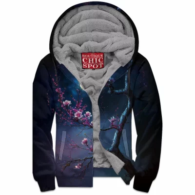 Flower Zip-Fleece-Hoodie