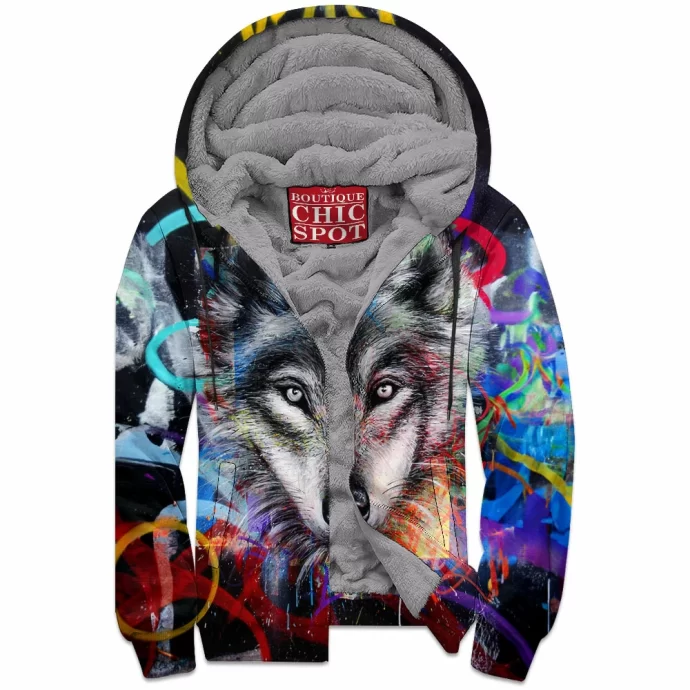 Wolf Zip Fleece Hoodie