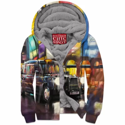 Abstract Zip-Fleece-Hoodie
