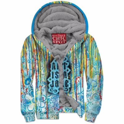Abstract Zip-Fleece-Hoodie