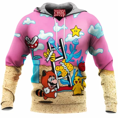 Anime Fleece-Hoodie, Pikachu Fleece-Hoodie, Pokemon Fleece-Hoodie, Mario Fleece-Hoodie