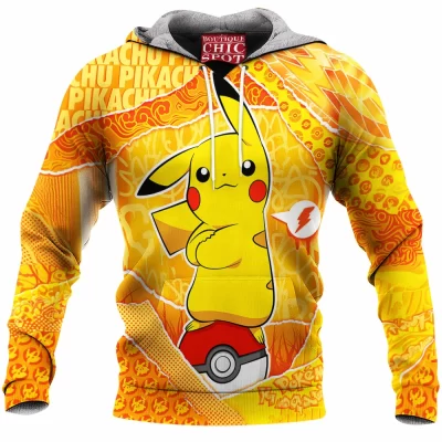 Anime Fleece-Hoodie, Pikachu Fleece-Hoodie, Pokemon Fleece-Hoodie