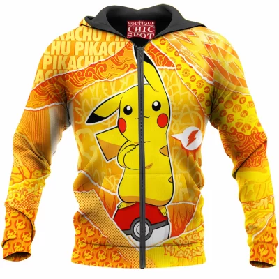 Anime Zip-Hoodie, Pikachu Zip-Hoodie, Pokemon Zip-Hoodie