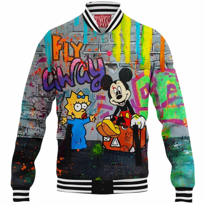 Maggie Simpson and Mickey Mouse Baseball Jacket