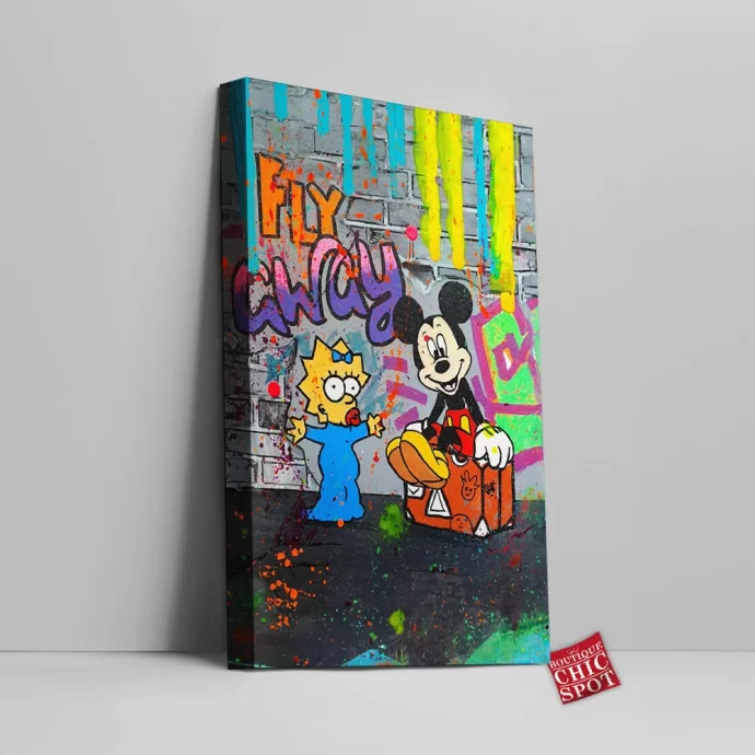 Maggie Simpson and Mickey Mouse Canvas Wall Art