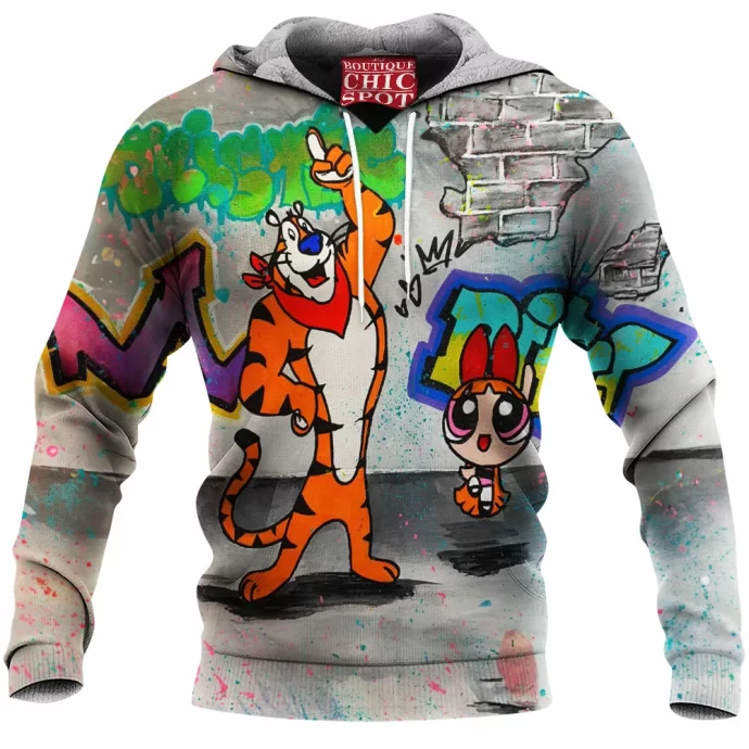 Tiger and Powerpuff Girl Fleece Hoodie