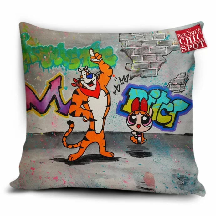 Tiger and Powerpuff Girl Pillow Cover