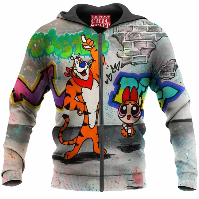 Tiger and Powerpuff Girl Zip Hoodie