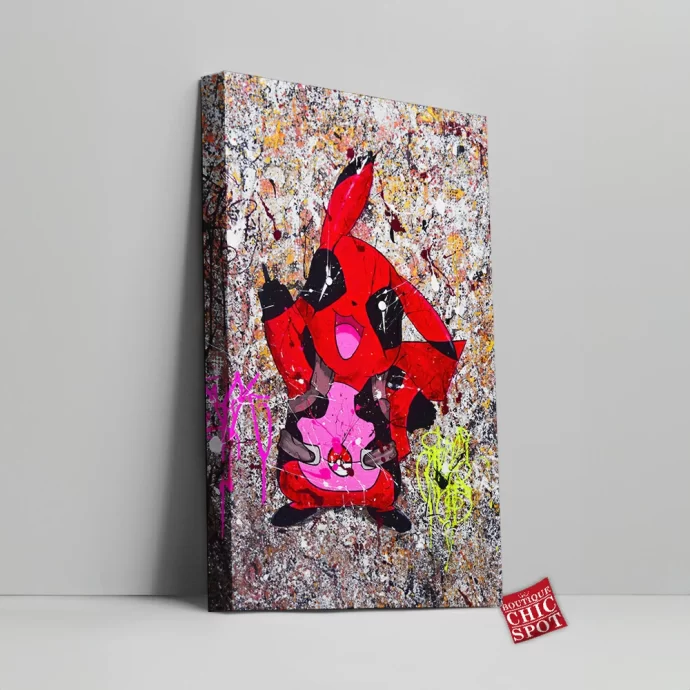 Pikachu x Deadpool Canvas Wall Art