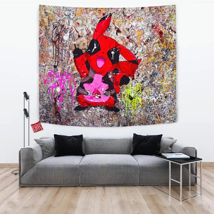 Pikachu x Deadpool Tapestry