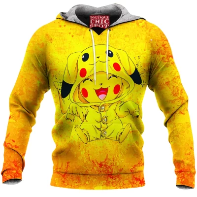 Anime Fleece-Hoodie, Pikachu Fleece-Hoodie, Pokemon Fleece-Hoodie