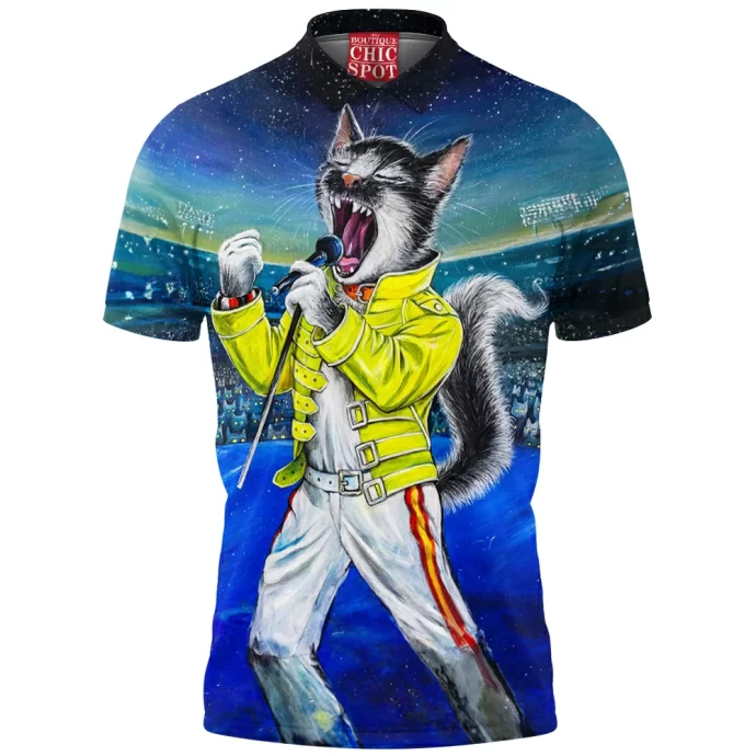 Freddie Mercury Cat Polo Shirt