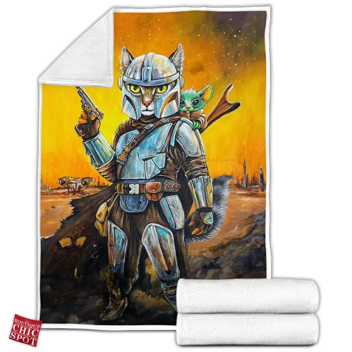 Mandalorian Cat Fleece Blanket