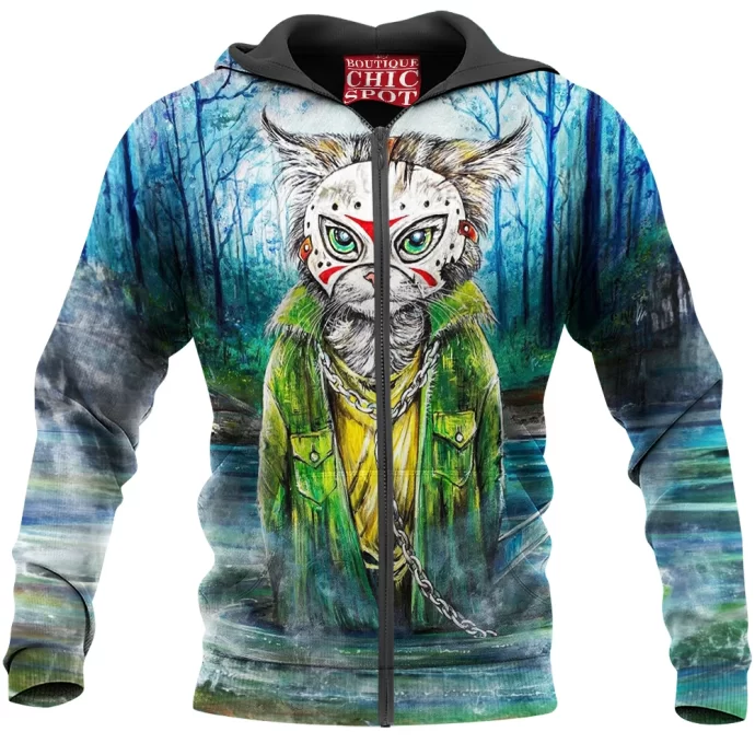 Jason Voorhees Cat Zip Hoodie