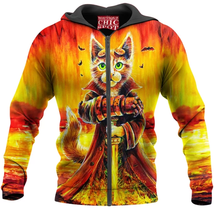 Hellboy Cat Zip Hoodie