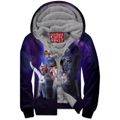 Cat Zip-Fleece-Hoodie