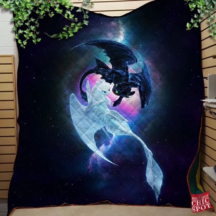 Night Light Fury Quilt Blanket