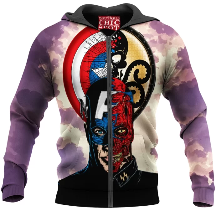 Captain America Red Skull Zip Hoodie