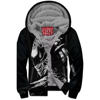 Alien Zip-Fleece-Hoodie, Horror Zip-Fleece-Hoodie, Sci-Fi Zip-Fleece-Hoodie