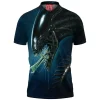 Alien Polo Shirt, Horror Polo Shirt, Sci-Fi Polo Shirt, Xenomorph Polo Shirt