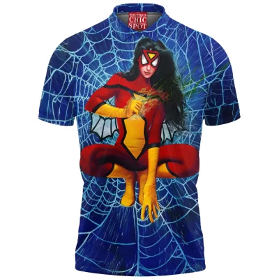 Comic Polo Shirt, Spider-Woman Polo Shirt