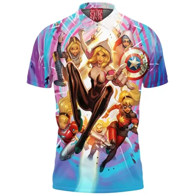 Comic Polo Shirt, Spider-Gwen Polo Shirt