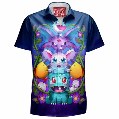 Bulbasaur Hawaiian-Shirt, Eevee Hawaiian-Shirt, Pokemon Hawaiian-Shirt, Anime Hawaiian-Shirt
