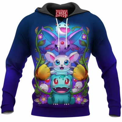 Bulbasaur Hoodie, Eevee Hoodie, Pokemon Hoodie, Anime Hoodie