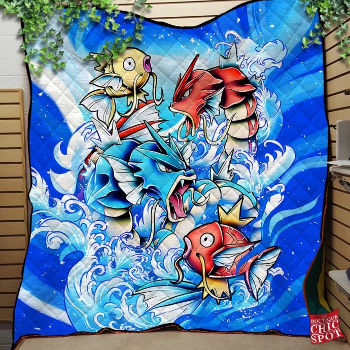 Gyrados And Magikarp Quilt Blanket