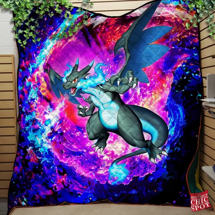 Mega Charizard X Quilt Blanket