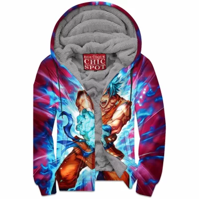 Anime Zip-Fleece-Hoodie, Dragon Ball Zip-Fleece-Hoodie, Goku Zip-Fleece-Hoodie