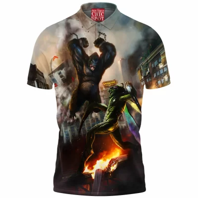 Kaiju Polo Shirt, Monster Polo Shirt, Sci-Fi Polo Shirt