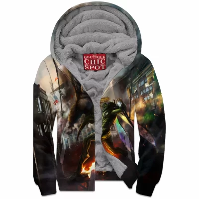 Kaiju Zip-Fleece-Hoodie, Monster Zip-Fleece-Hoodie, Sci-Fi Zip-Fleece-Hoodie