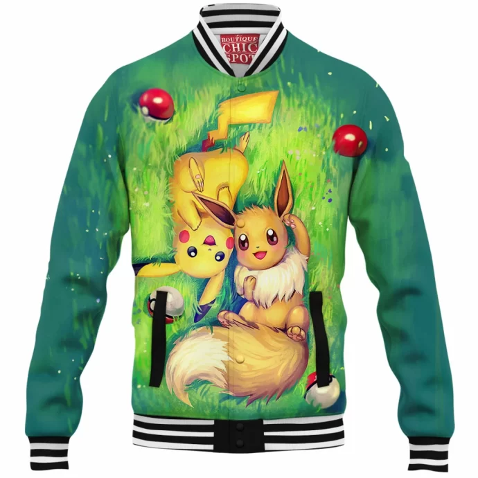 Eevee And Pikachu Baseball Jacket