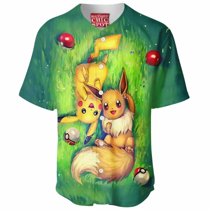 Eevee And Pikachu Baseball Jersey