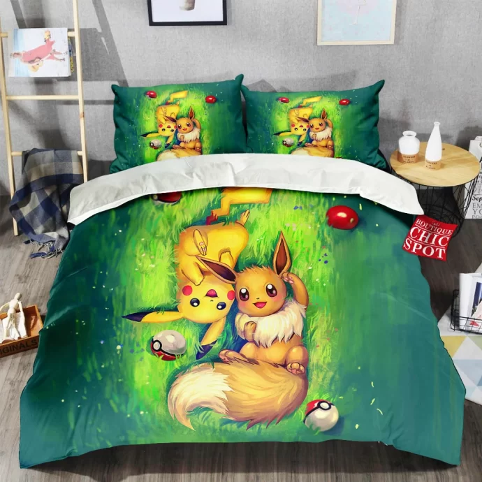 Eevee And Pikachu Bedding Set